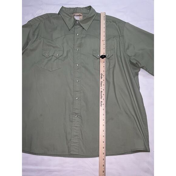 Wrangler Shirt Men Size 3XL Green Western Fashion Snap Buttons Short Sleeve READ - Picture 6 of 13